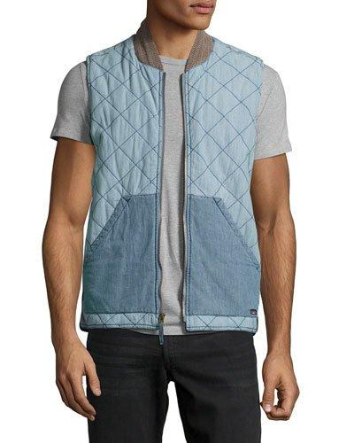 Quilted Chambray Vest, Indigo