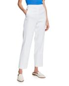 Straight-leg Stretch-linen Twill Pull-on Ankle Pants