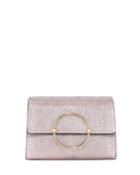 Metallic Ring Flap Clutch Bag