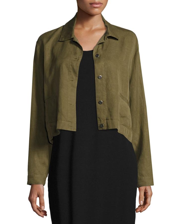 Lightweight Cropped Button-front Jacket,