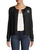 Star-sequin Button-front Cardigan