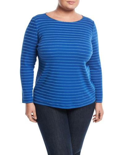 Metallic-trim Striped Tee,