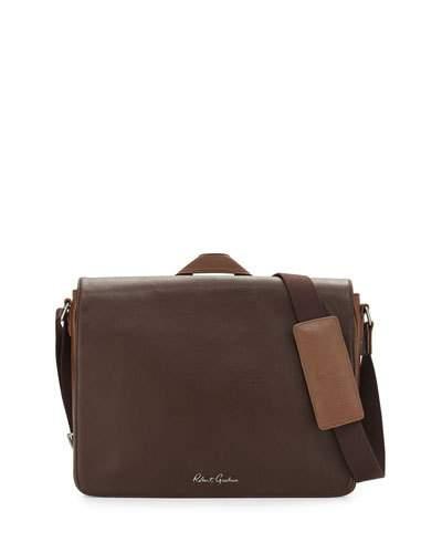 Textured Leather Messenger Bag, Brown