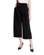 Wide-leg Belted Cropped Pants