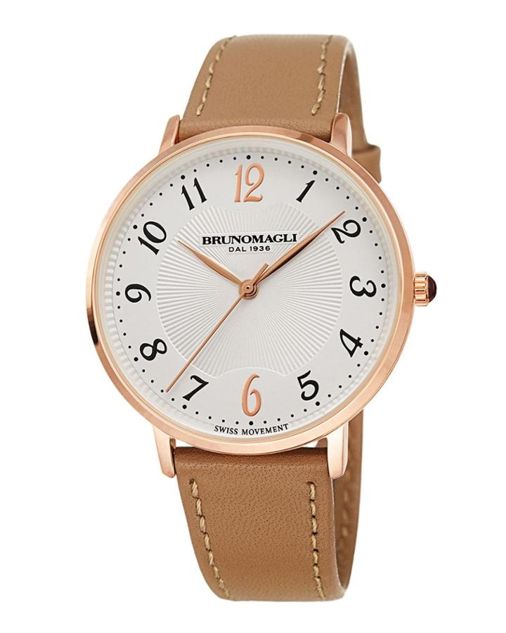 36mm Roma 1221 Leather Watch, Tan/rose