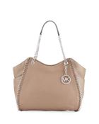 Chelsea Large Leather Shoulder Tote Bag, Dark Taupe
