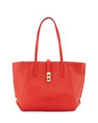 Ondine Snake-embossed Leather Tote Bag, Red