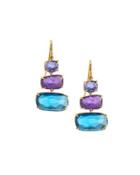 Murano 18k Triple-drop Mixed Gemstone Earrings