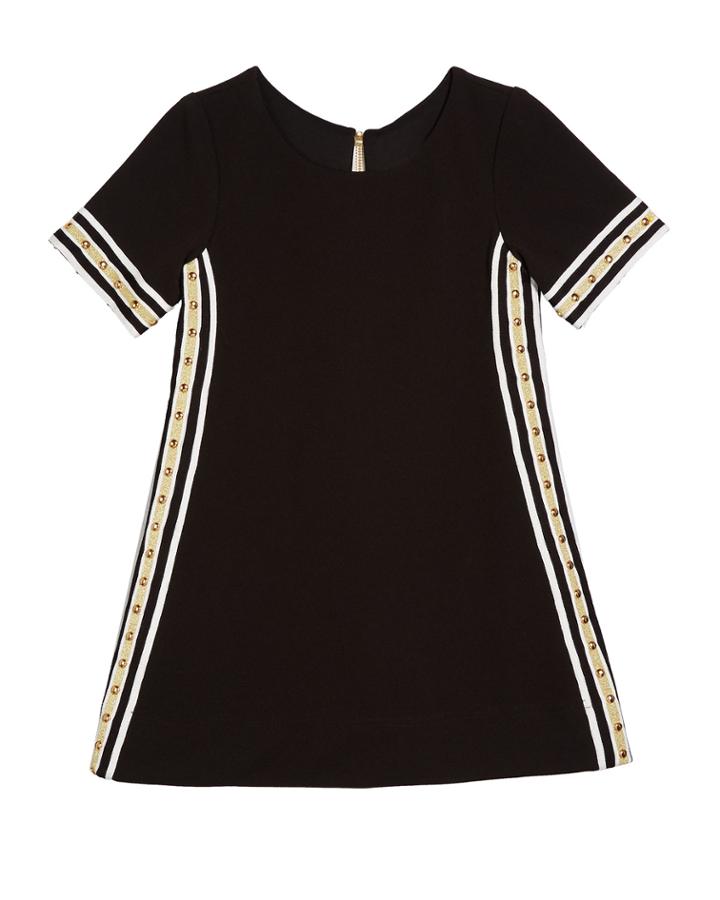 Metallic Racer Stripe Trim Dress,
