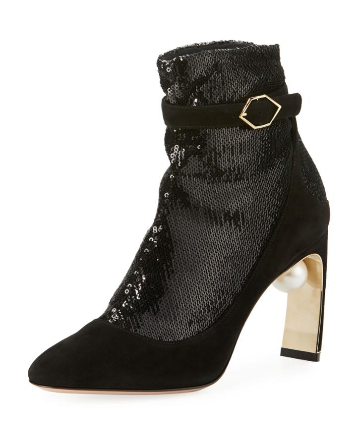Lola Sequined Sock Pumps-illusion Ankle Boot