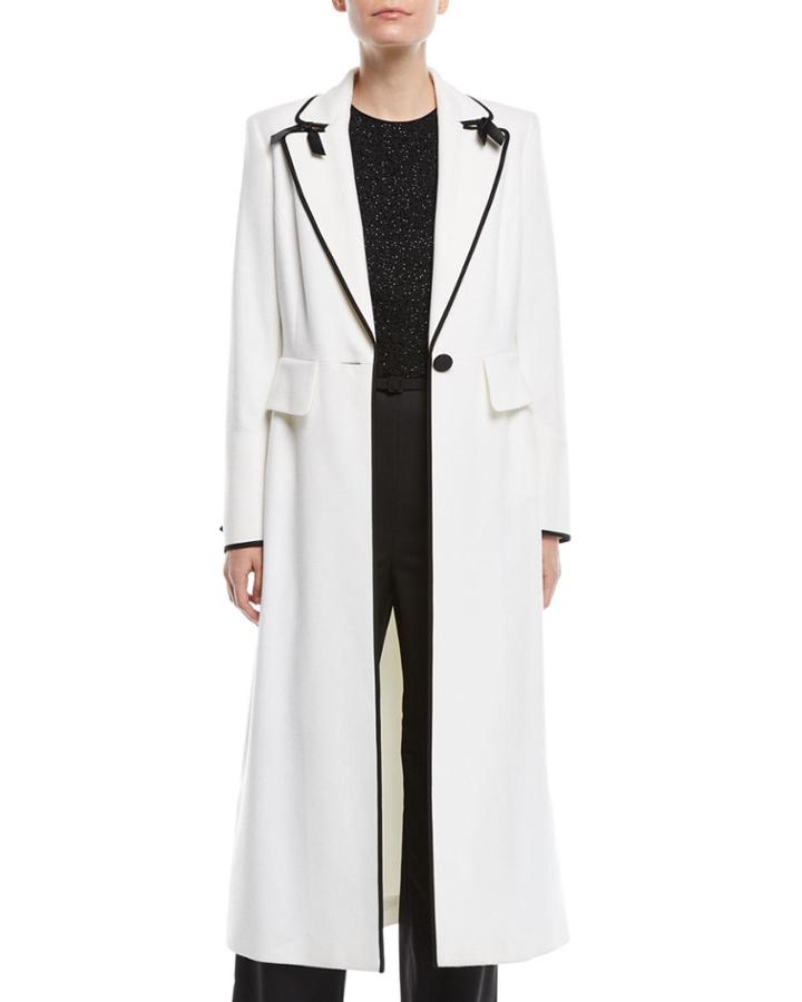 One-button Wool Coat W/ Bow Details &