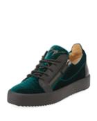 Men's Velvet & Patent Leather Low-top
