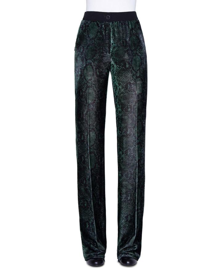 Carl Python-print Velvet Straight-leg Pants