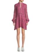 Floral-print Mini-length Shift Dress With