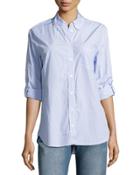 Margaux Cotton Pinstriped Shirt, Blue Pattern
