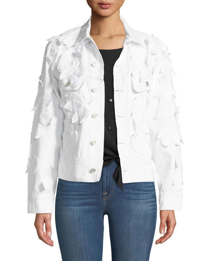 Leaf Applique Denim Jacket
