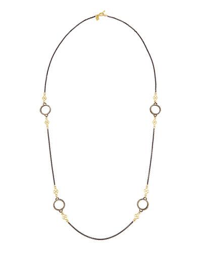 Heraldry Long Diamond Circle & Scroll Station Necklace,