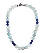 Aquamarine & Lapis Beaded Necklace