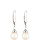 14k White Gold Freshwater Pearl Elongated Drop Earrings