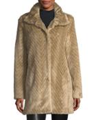 Faux-mink Chevron Jacket