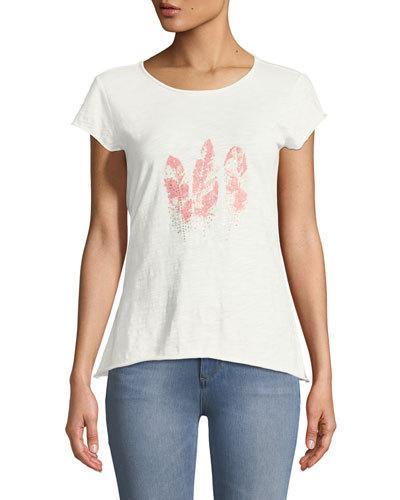 Feather-print Short-sleeve Tee