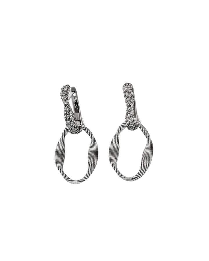 18k Philadelphia Diamond Hoop Drop Earrings
