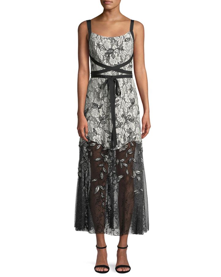 Rose Sleeveless Lace Cocktail Dress, Jet