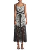 Rose Sleeveless Lace Cocktail Dress, Jet