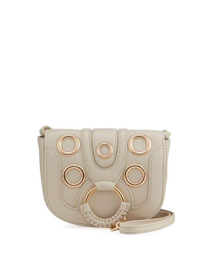 Hana Small Leather Saddle Crossbody Bag