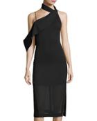 Laika Asymmetric Midi Dress, Black
