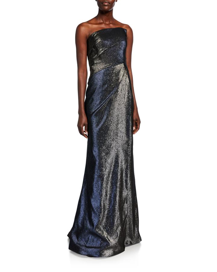 Strapless Bustier Side-draped Gown