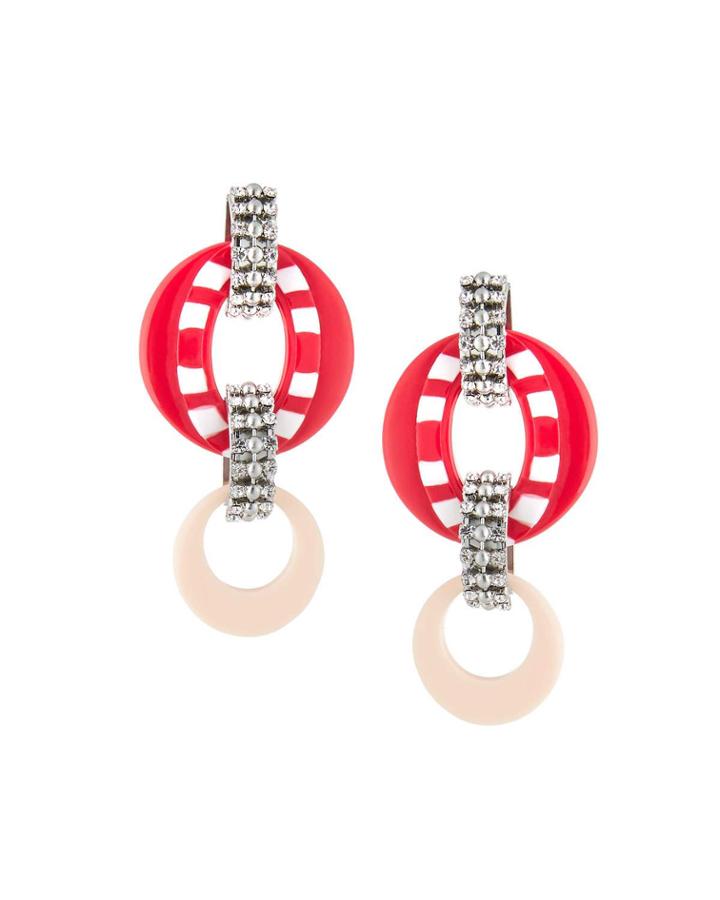 Armie Hoop & Link Drop Earrings, Pink