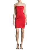 Strapless Twist-front Cocktail Dress, Cardinal
