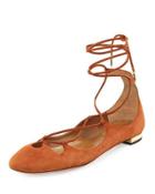 Dancer Suede Lace-up Flat,