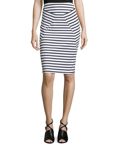 Pencil Skirt, Ivory White/navy