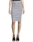 Pencil Skirt, Ivory White/navy