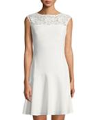 Lace-yoke Cap-sleeve Dress