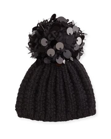 Knit Sequin-trim Beanie