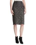 Plume Embroidered Guipure Lace Pencil