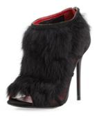 Ecliptic Fur Bootie, Black