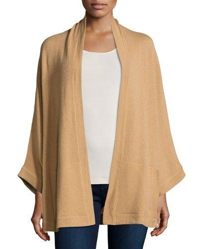 Cashmere Cape-sleeve Cardigan, Camel