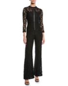 Emaya Lace 3/4-sleeve Wide-leg Jumpsuit