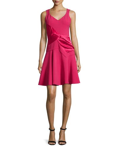 Sleeveless V-neck Dress, Raspberry