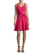Sleeveless V-neck Dress, Raspberry