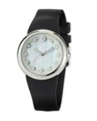 36mm Mother-of-pearl Round Watch W/ Crystals, Black