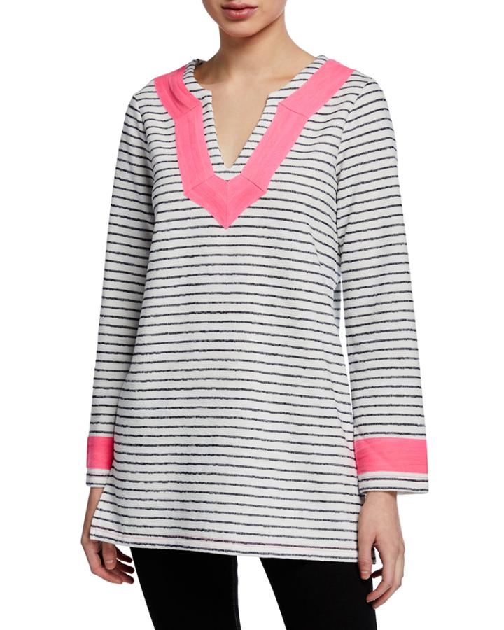 Striped Pullover Tunic With Twill Tape