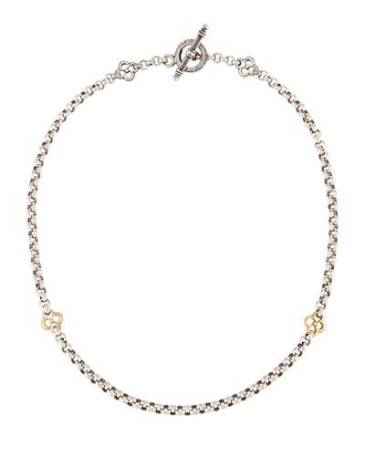 Classic Sterling Silver & 18k Gold Clover Chain Necklace