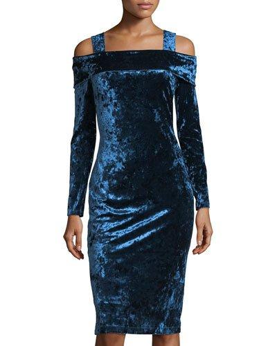 Crushed Velvet Off-the-shoulder Dress