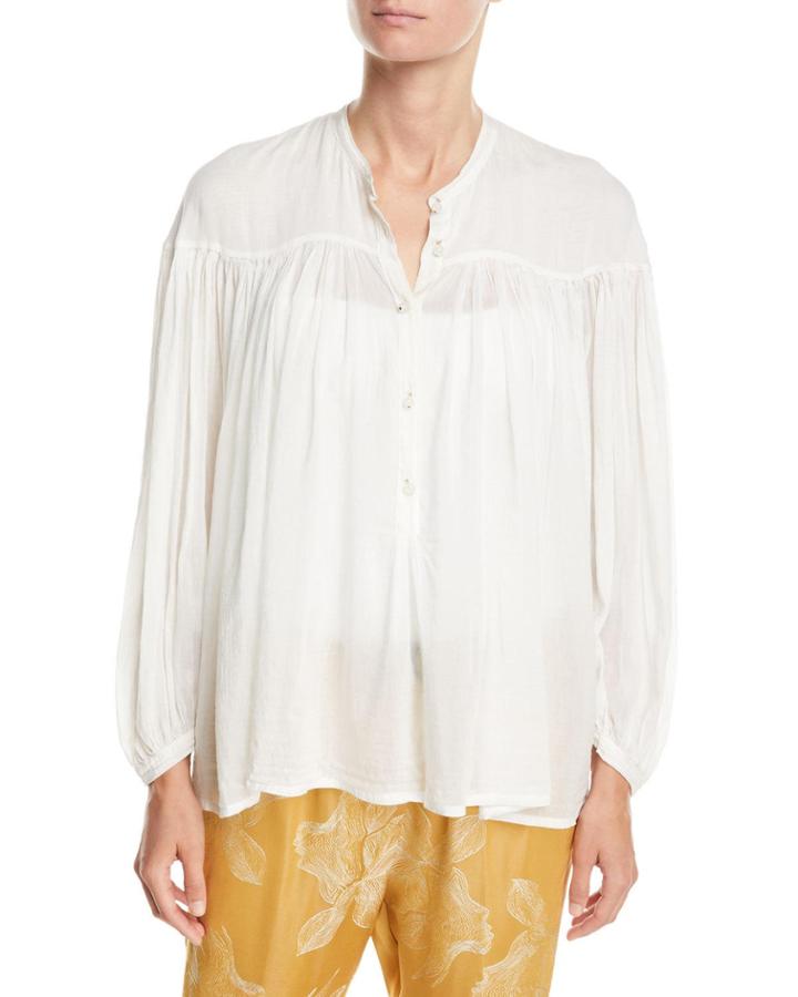 Bohemian Cotton-silk Voile Button-front