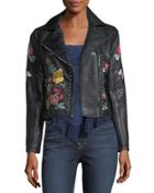 Embroidered Faux-leather